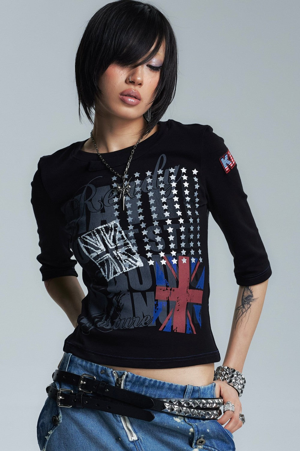 Asymmetrical Neckline Printed Top