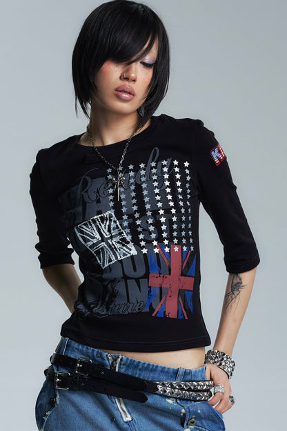 Asymmetrical Neckline Printed Top