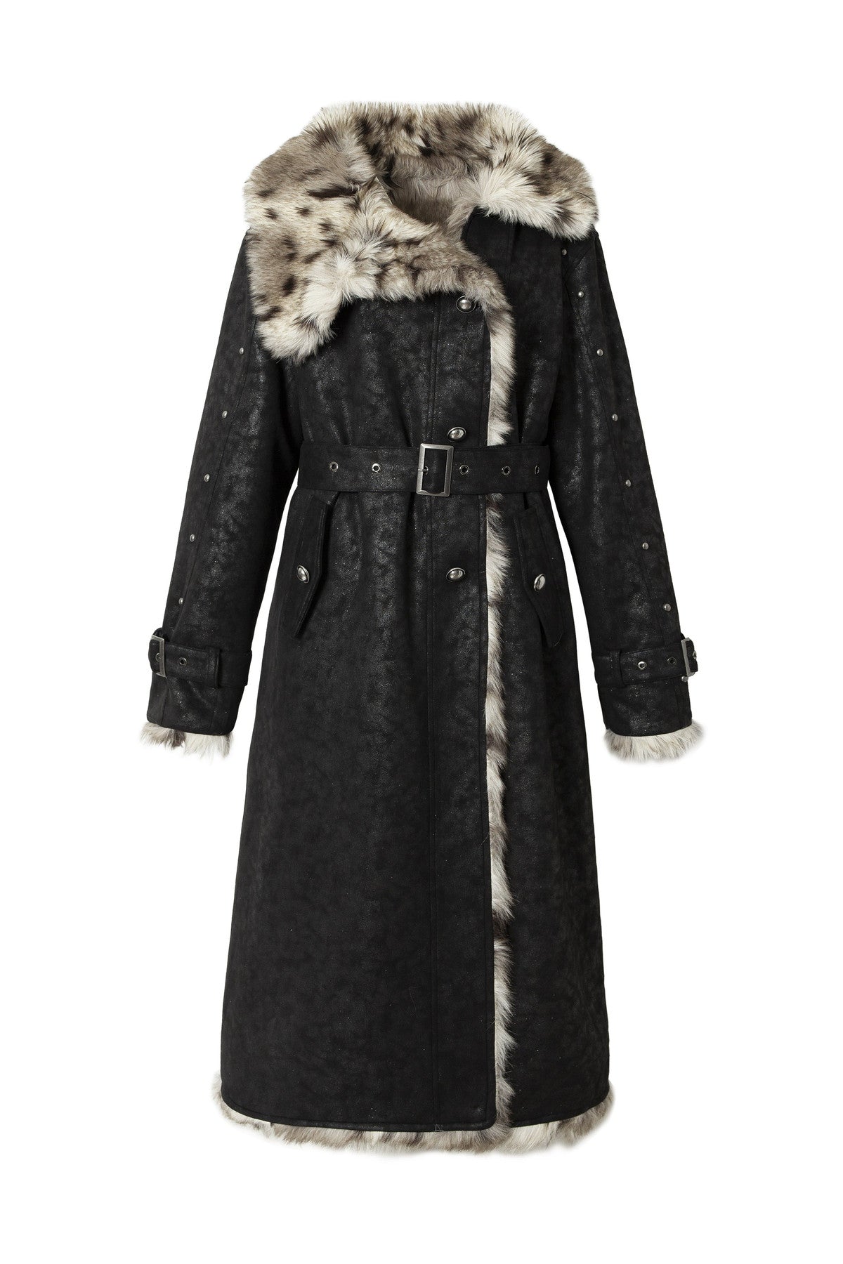 Reversible Suede Leopard Fur Coat