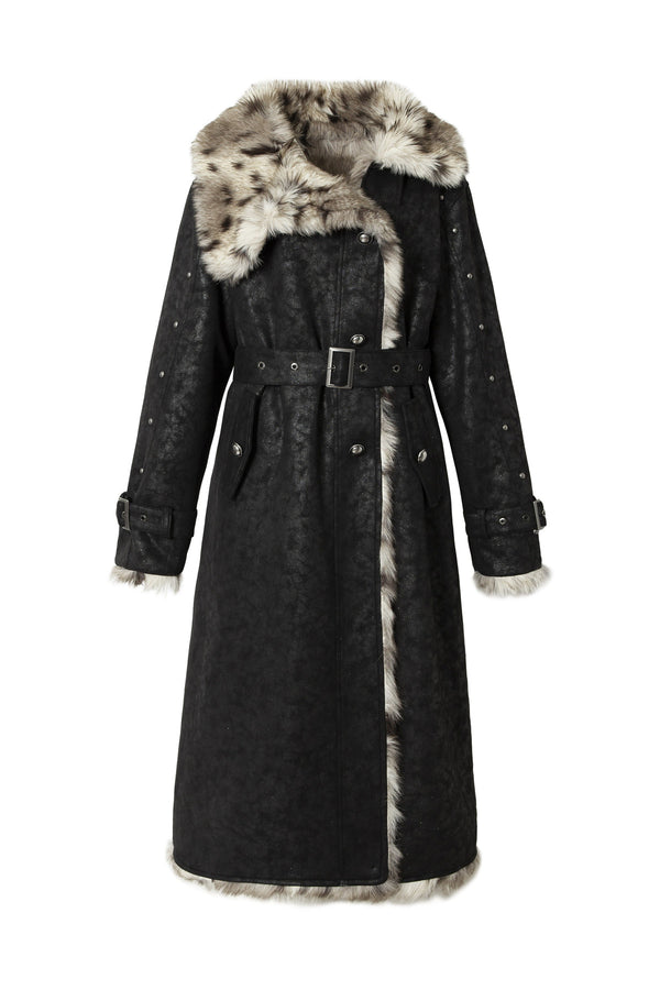 Reversible Suede Leopard Fur Coat
