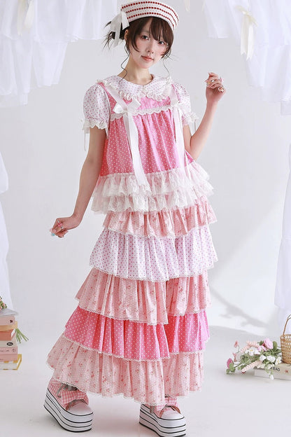 Vintage Pink Polka Dot Skirt Pants