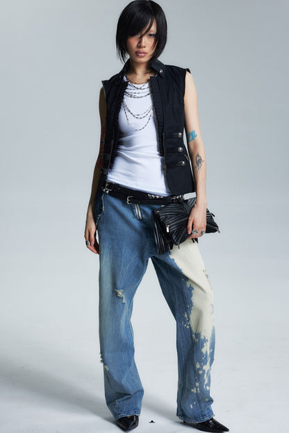 Two-Color Metal Chain Print Camisole Top