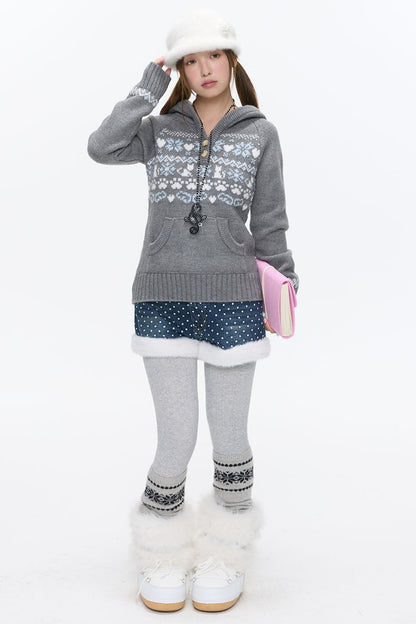 Fair Isle Knit Hoodie