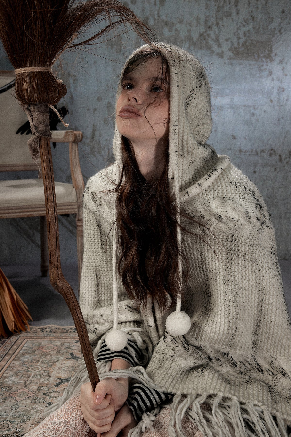 Knitted Hooded Cape