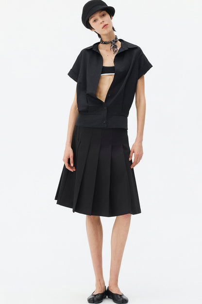 Satin-Like Lyocell Short-Sleeve Shirt