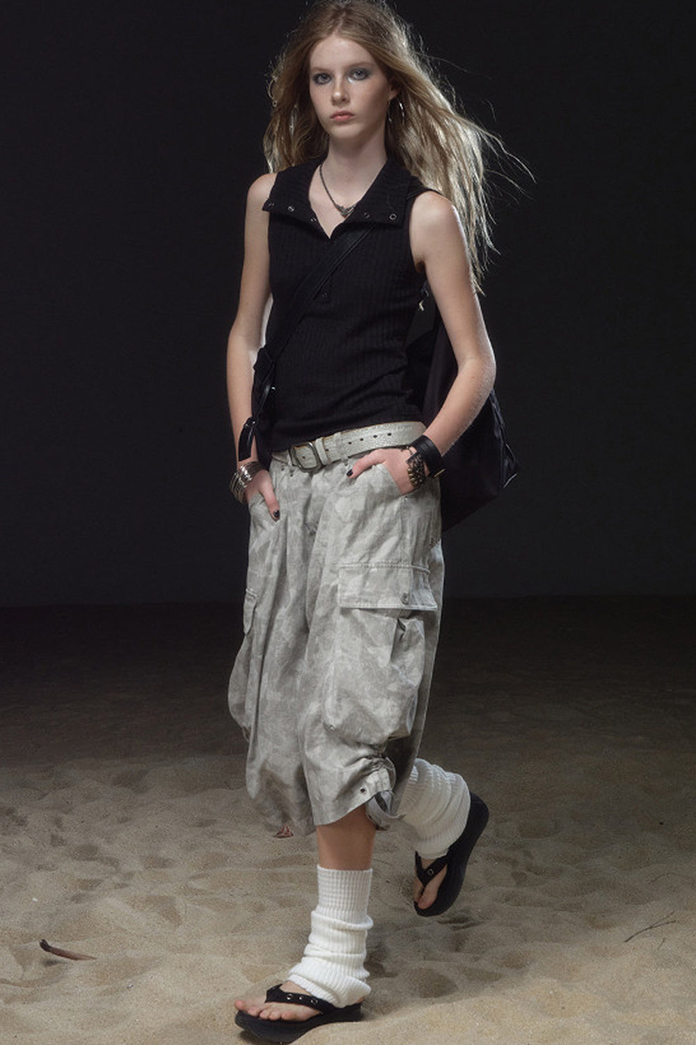 Gilet in maglia nera testurizzata