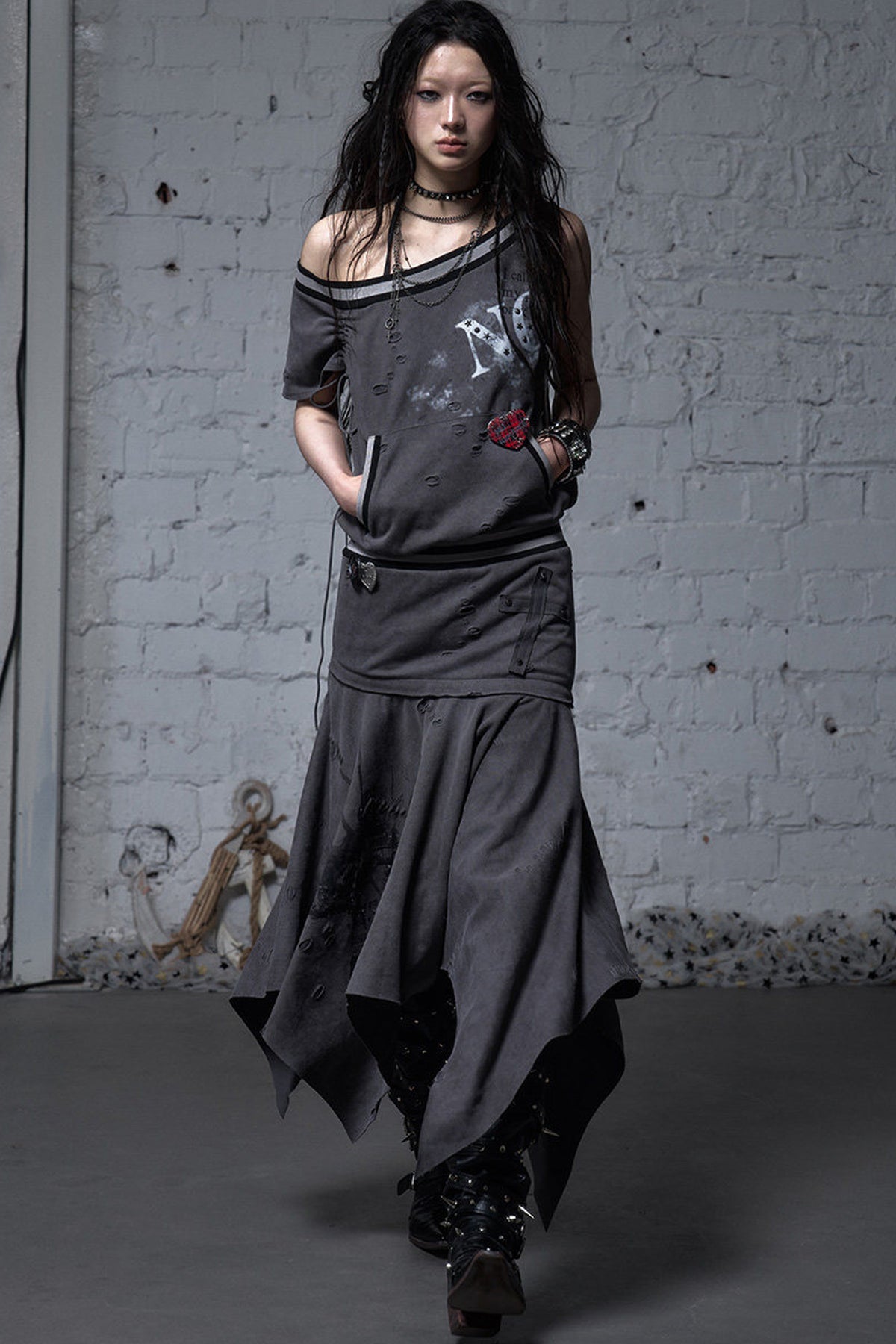 Distressed Punk Sleeveless Dress
