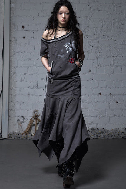 Distressed Punk Sleeveless Dress