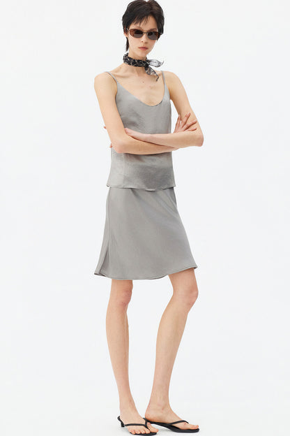 Thin Strap Satin Camisole and Mermaid Skirt Set-Up