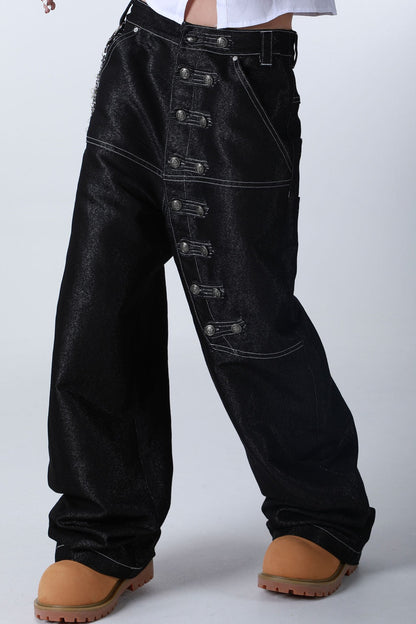 Tailored Buttoned Contrast Stitch Jeans