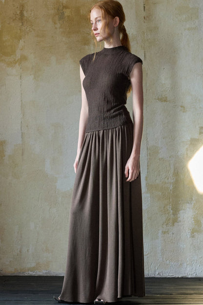 Coffee Tencel Knitted Top