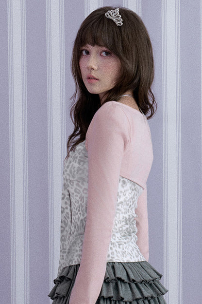 Pink Leopard Sweetheart Top