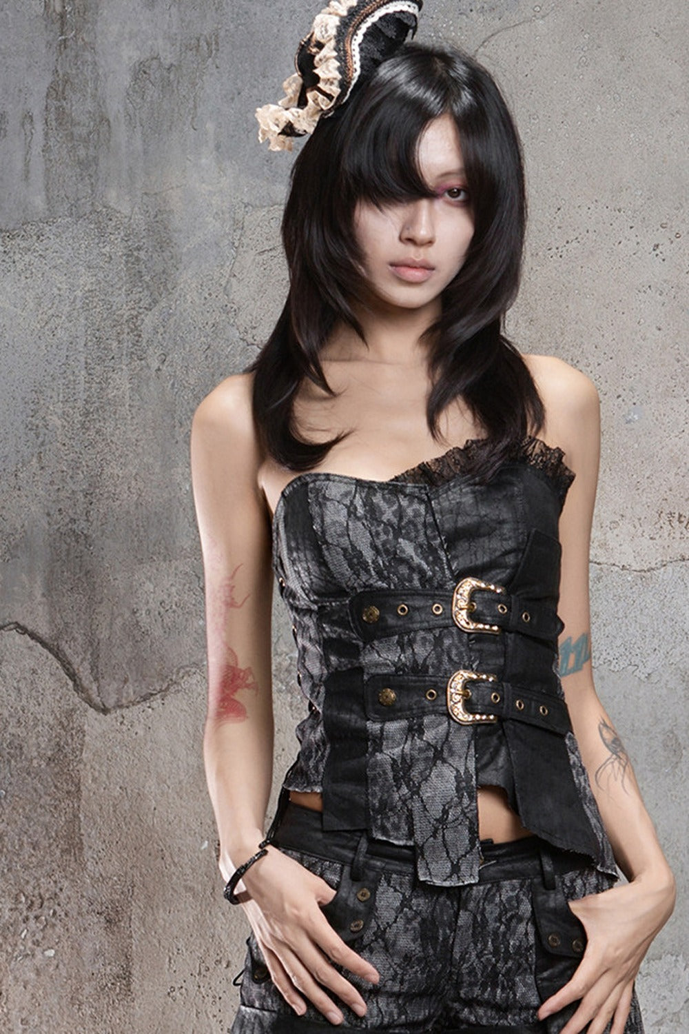 Punk Laced Irregular Tube Top