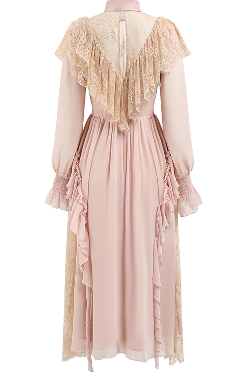 Kleid mit Spitze und Bindeschleife in Französischrosa