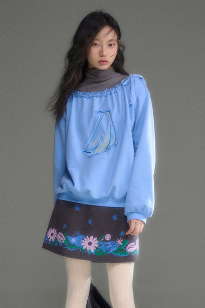 Nightingale Rose Bird Jacquard Knit Cardigan Vest and Skirt Set-Up