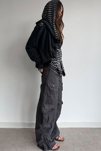 Washed Cotton Straight Cargo Pants