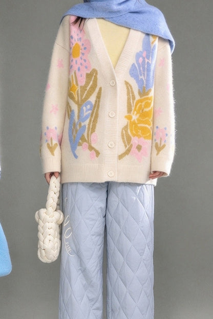 Star Embroidery Quilted Wide-Leg Pants