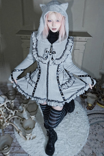 Cat Ear Hooded Plush Dress