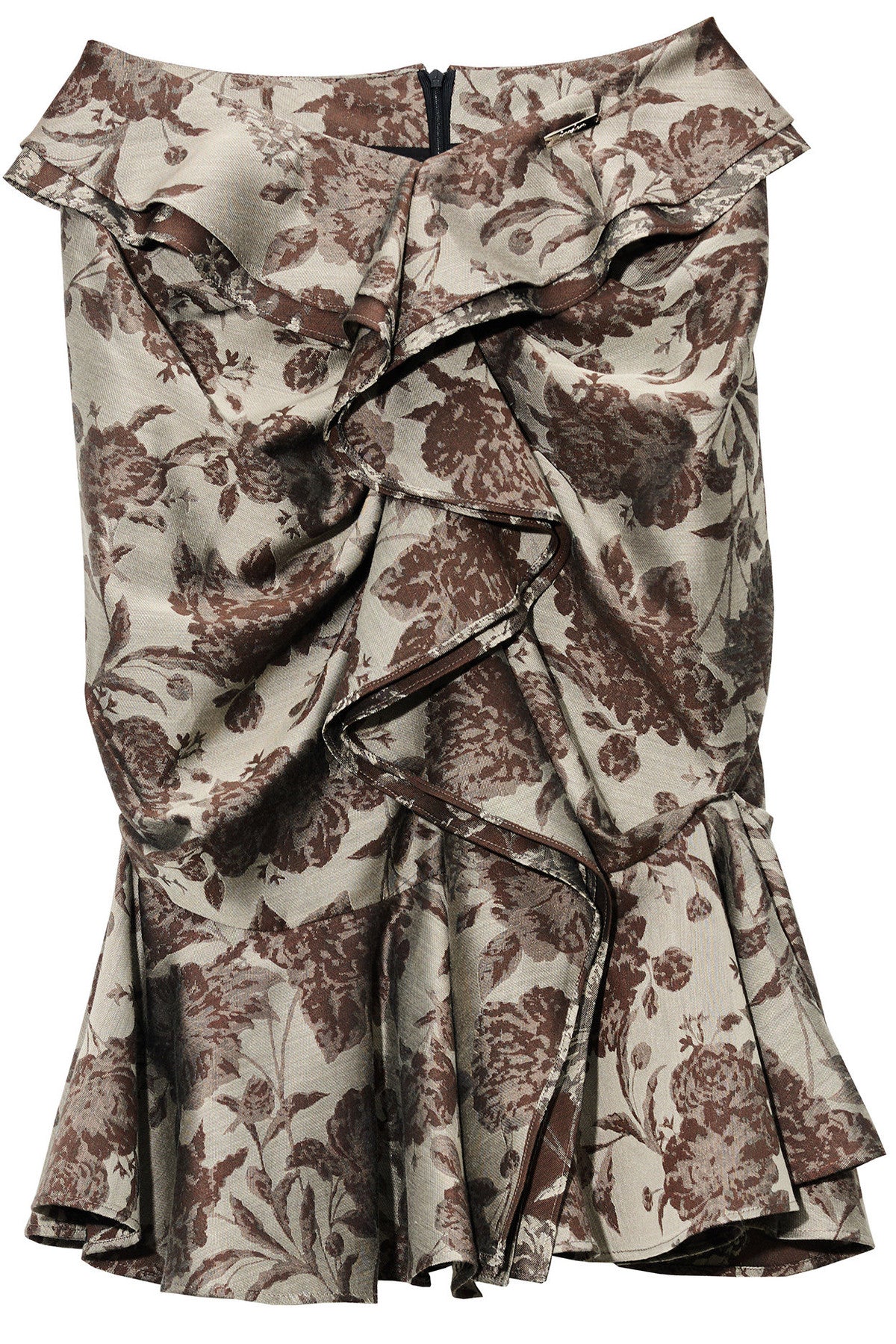 Floral Jacquard Ruffle Skirt