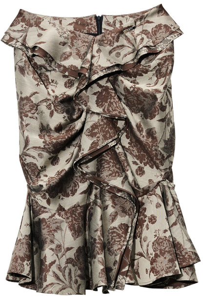 Floral Jacquard Ruffle Skirt