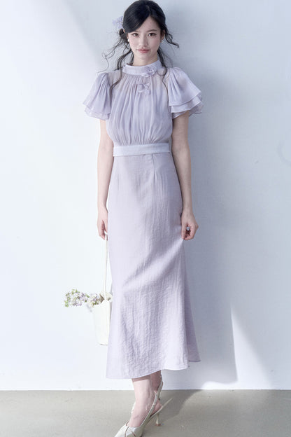 Floral Petal Flutter Sleeve Top Set-Up