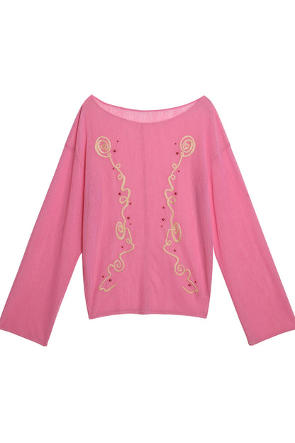 Textured Mesh Embroidery Top