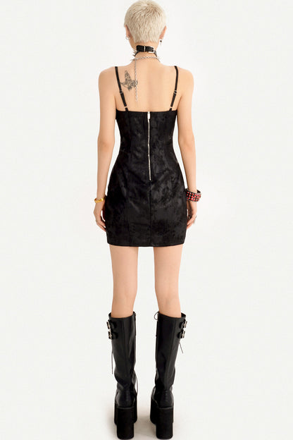 Gothic Lace-Up Corset Cami Dress