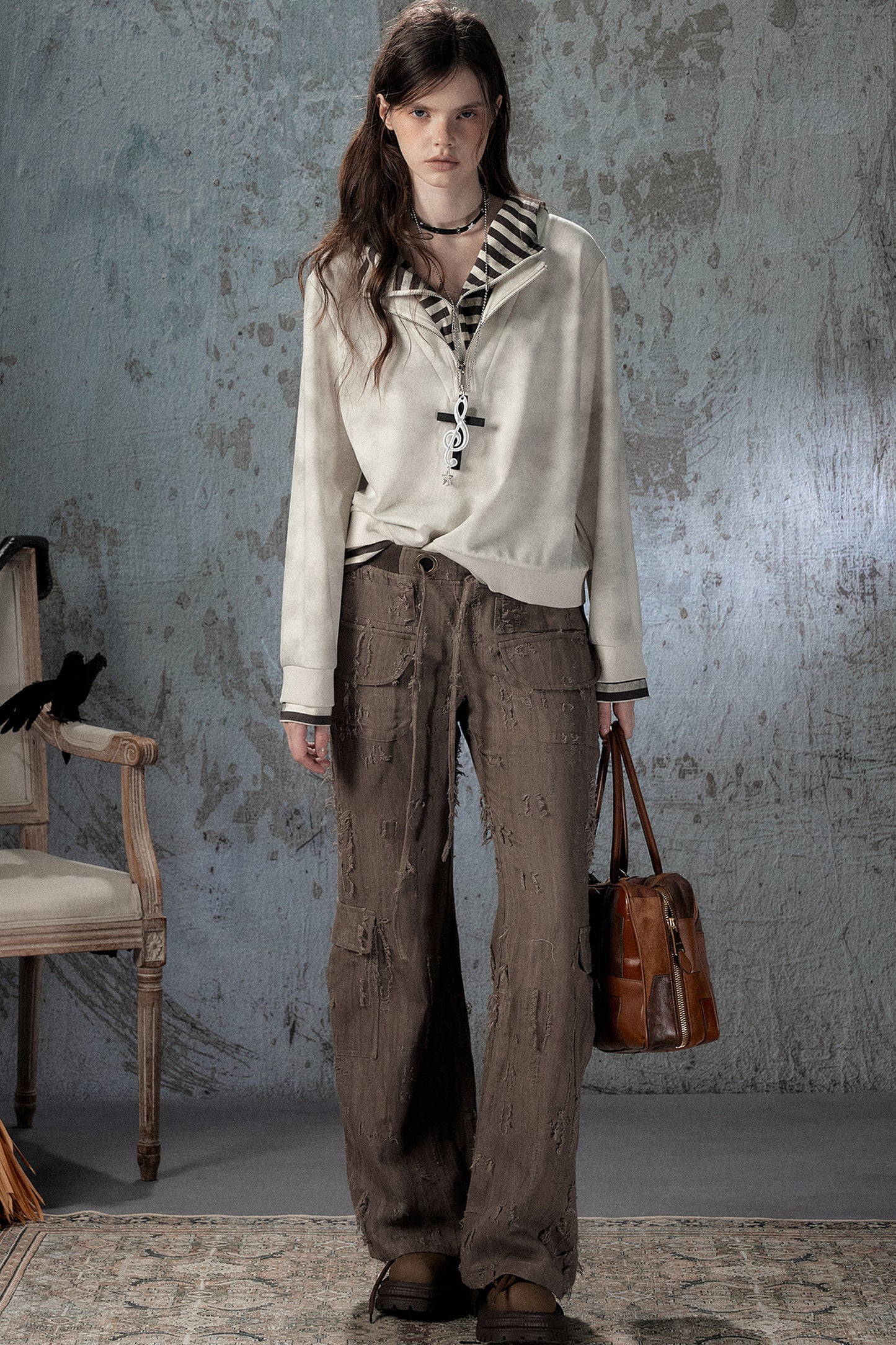 Felpa con cappuccio leggera tie-dye con mezza zip
