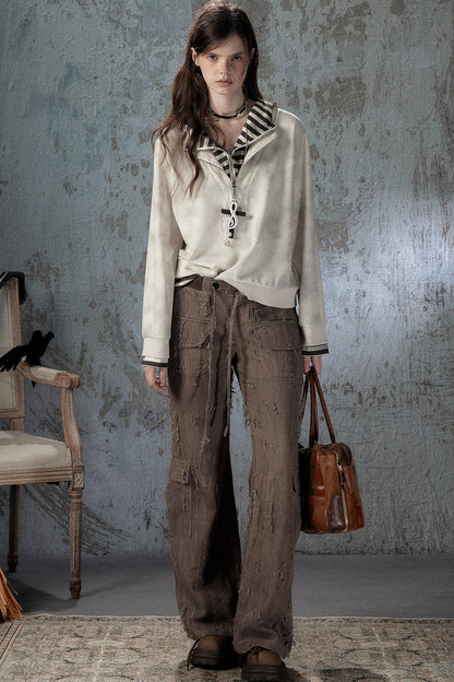 Felpa con cappuccio leggera tie-dye con mezza zip