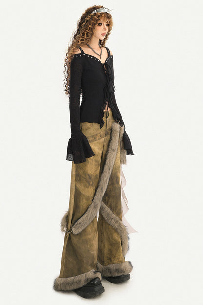 Y2K Studded Off-Shoulder Shirt