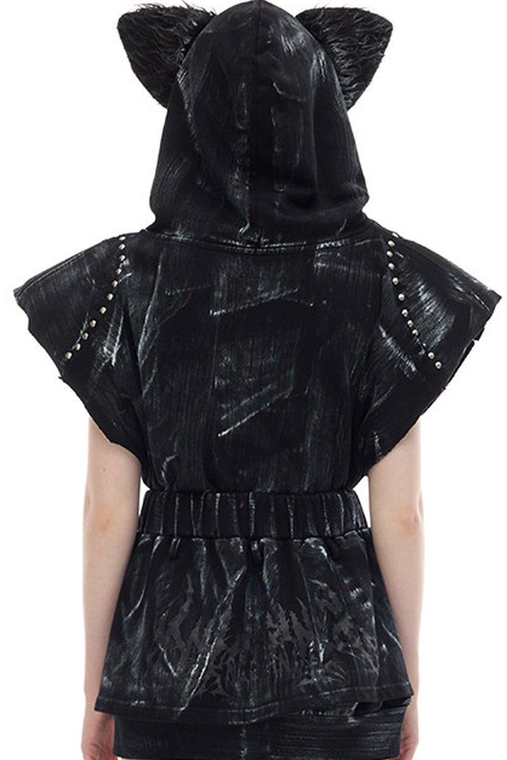 Cat Ear Studded Sleeveless Jacket Vest
