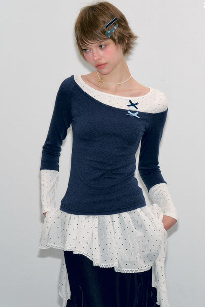 Haut en maille à pois d’automne