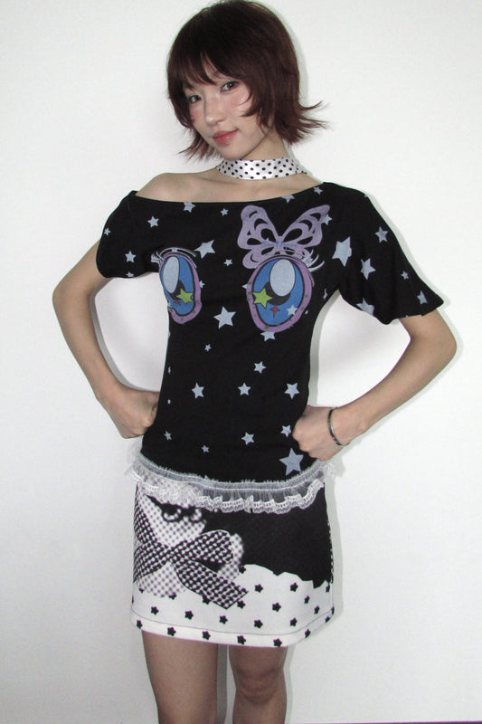 Butterfly Star Off-Shoulder Top