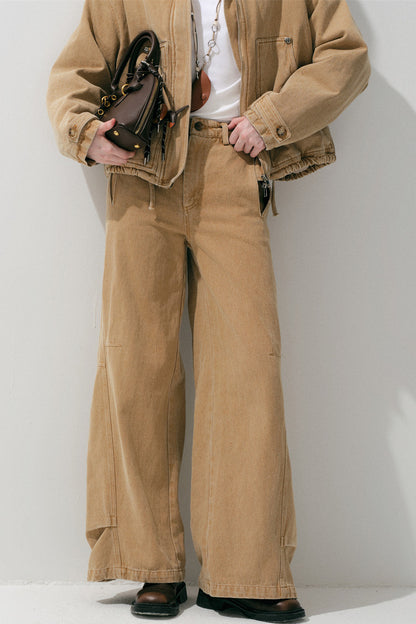Khaki Straight-Leg Cargo Pants
