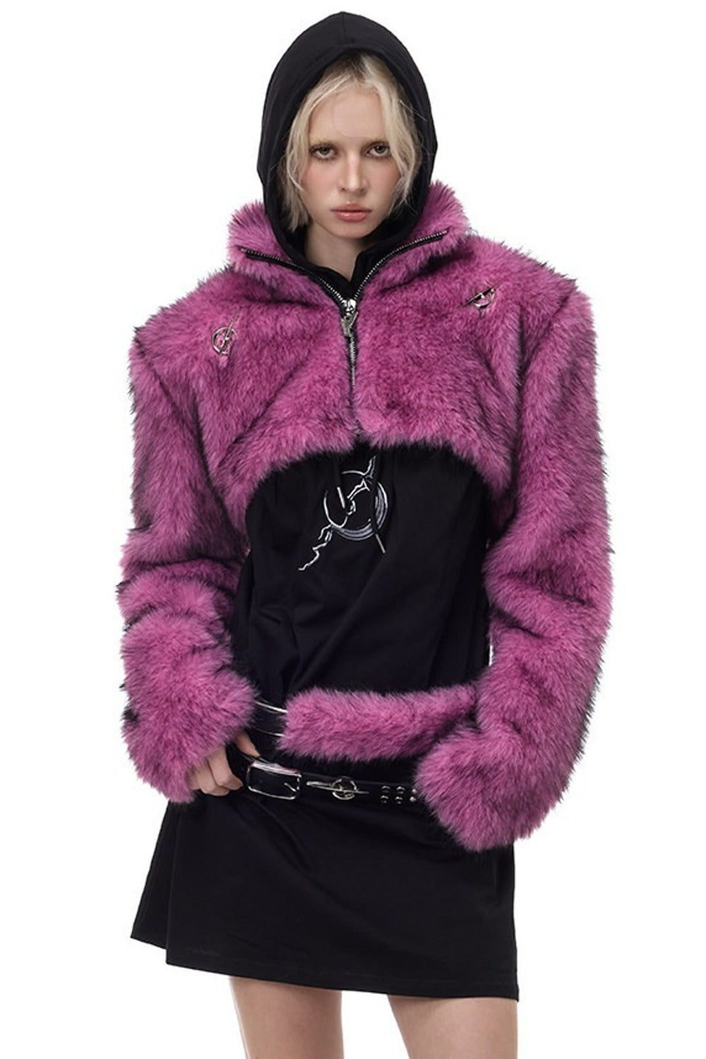 Y2K Gradient Short Fur Jacket