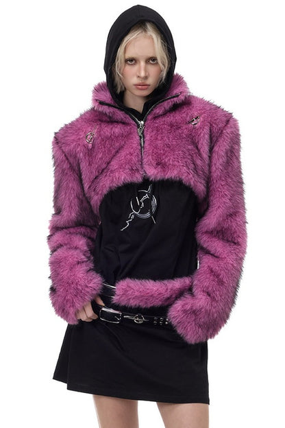 Y2K Gradient Short Fur Jacket