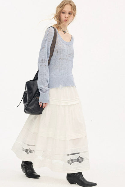 Hollow Lace A-Line Skirt