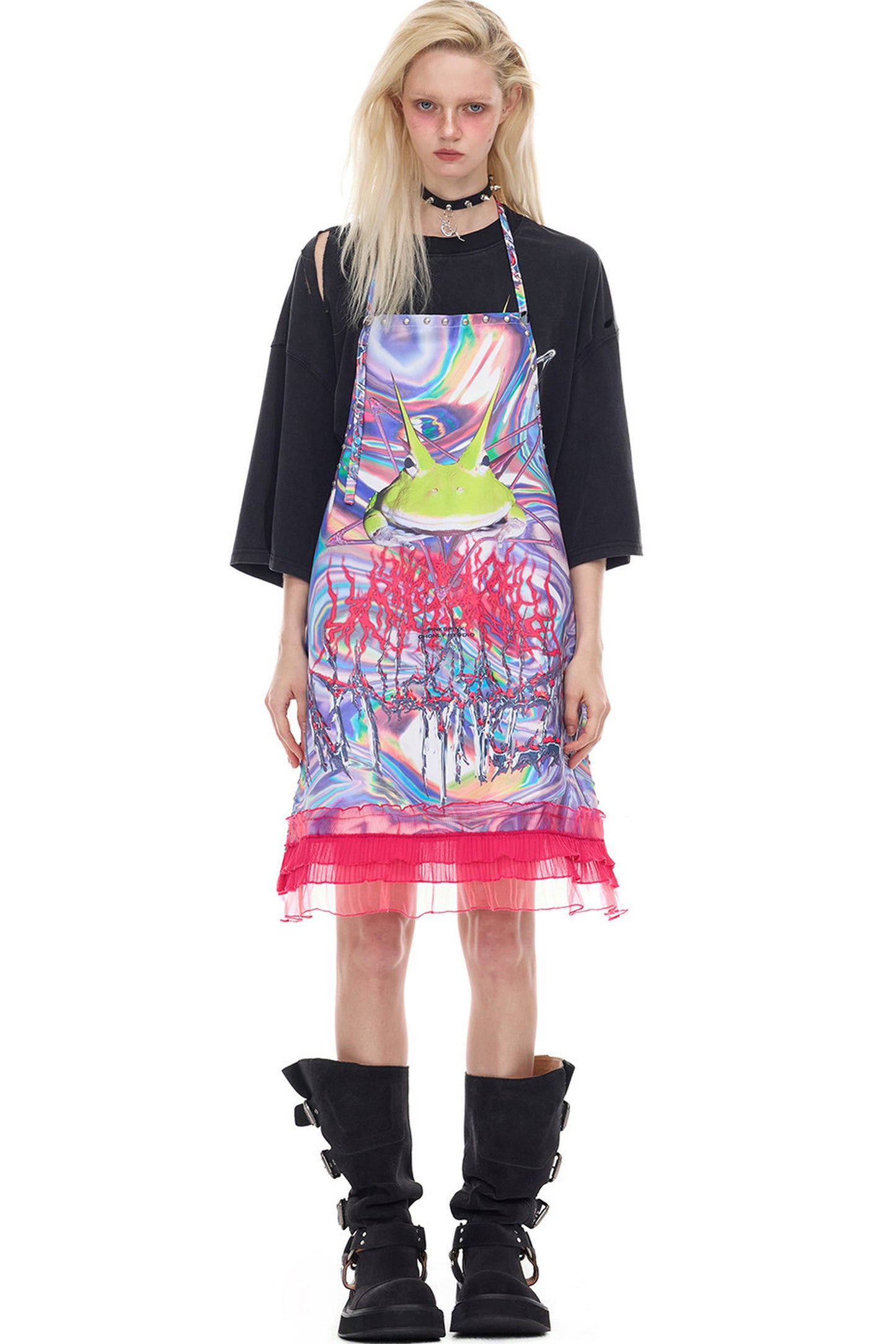 Horned Frog Lace-Up Rivet Lace Apron