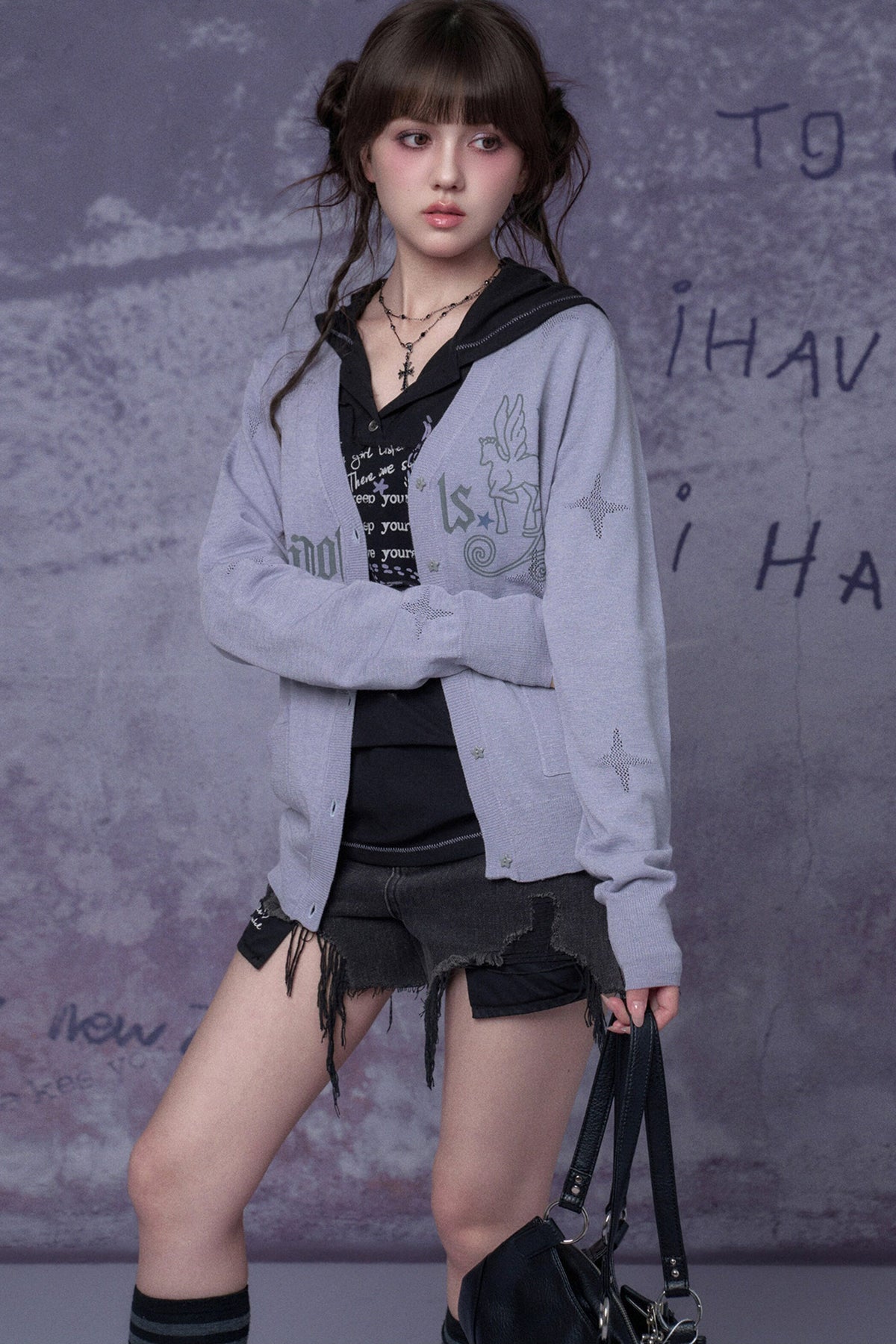 Dark Street Graffiti Mesh Hoodie