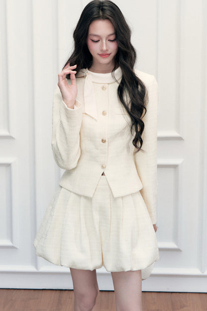 Elegant Tweed Jacket and Skirt Set-Up