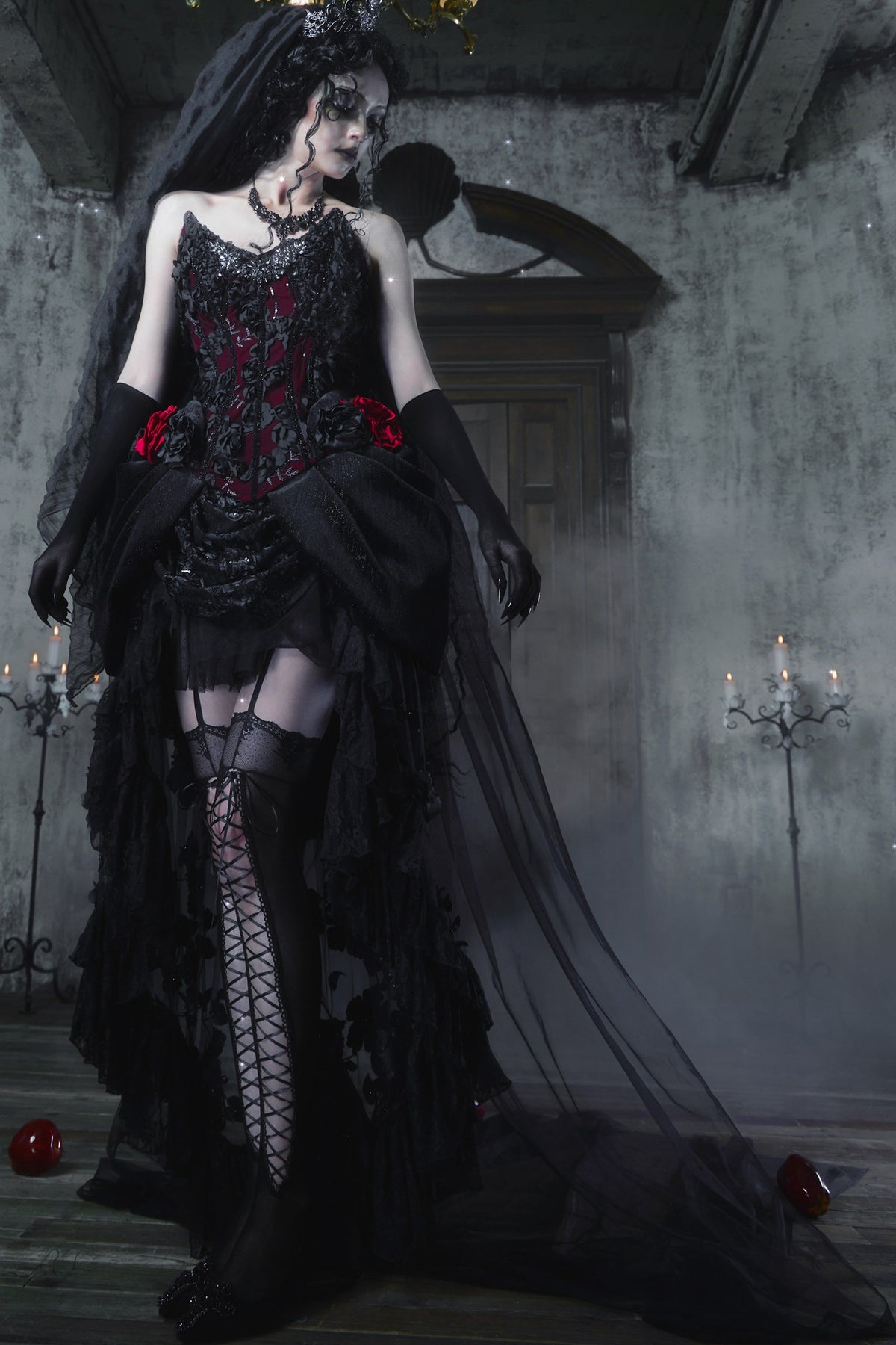 Gothic Velvet Fishbone Corset Set-Up