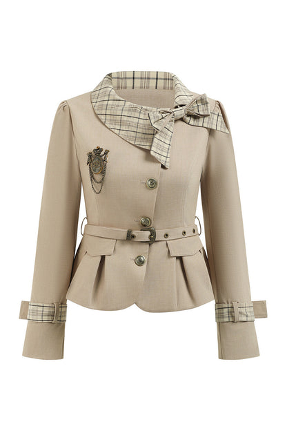 Khaki Trench Coat and Skirt Set-Up