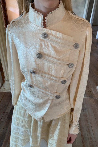 Beige Lace Stand Collar Jacket