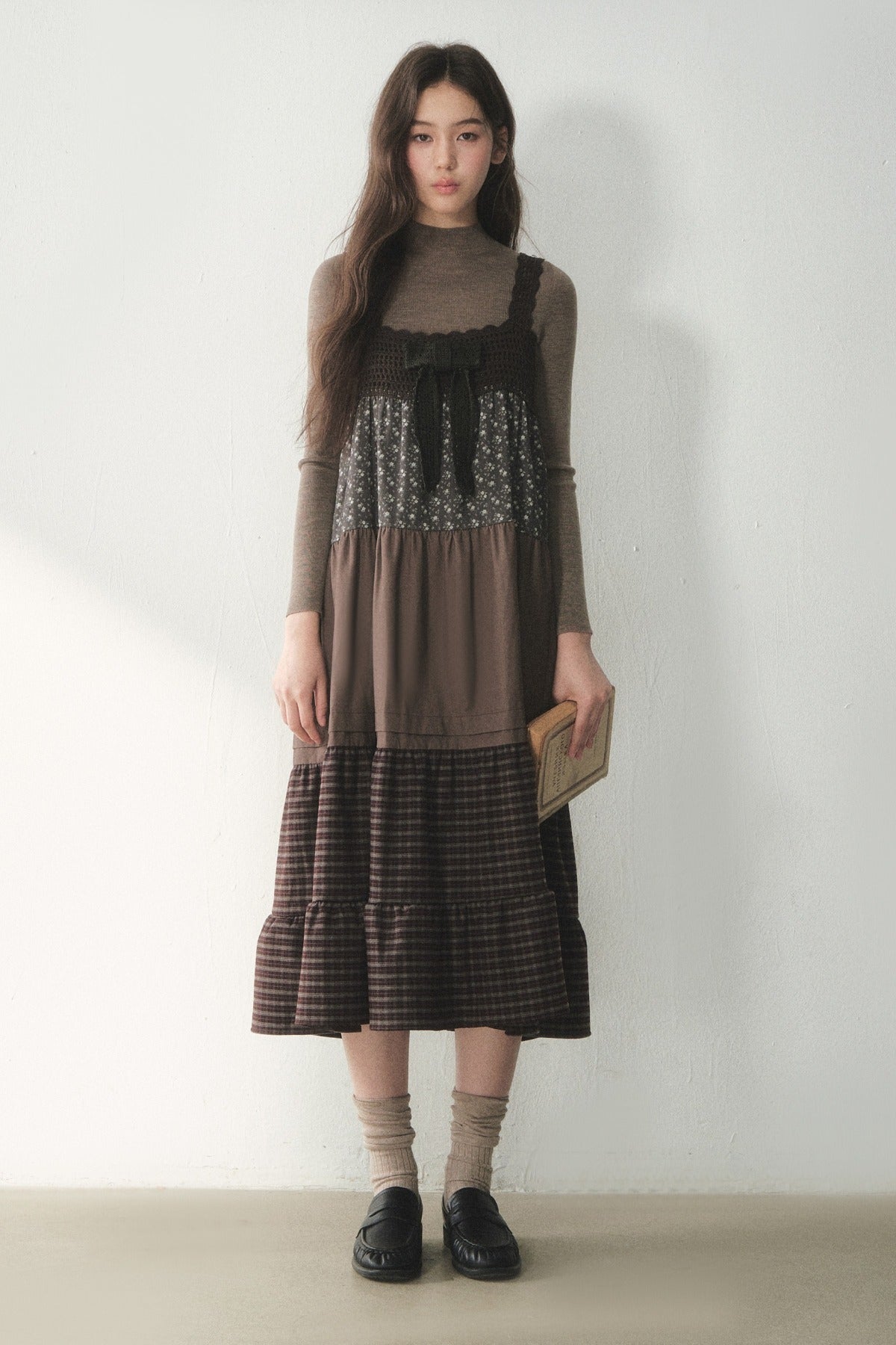 Plaid Floral Patchwork Dress