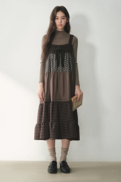 Plaid Floral Patchwork Dress