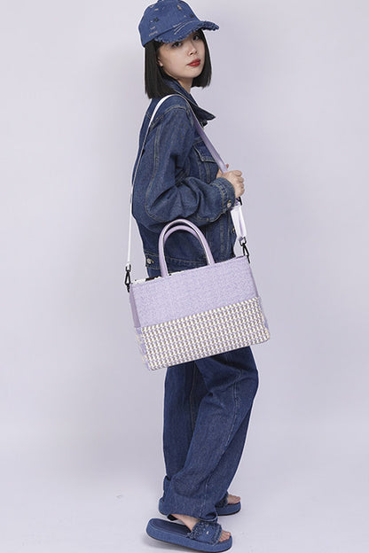 Y2K Leather Contrast Tote Bag