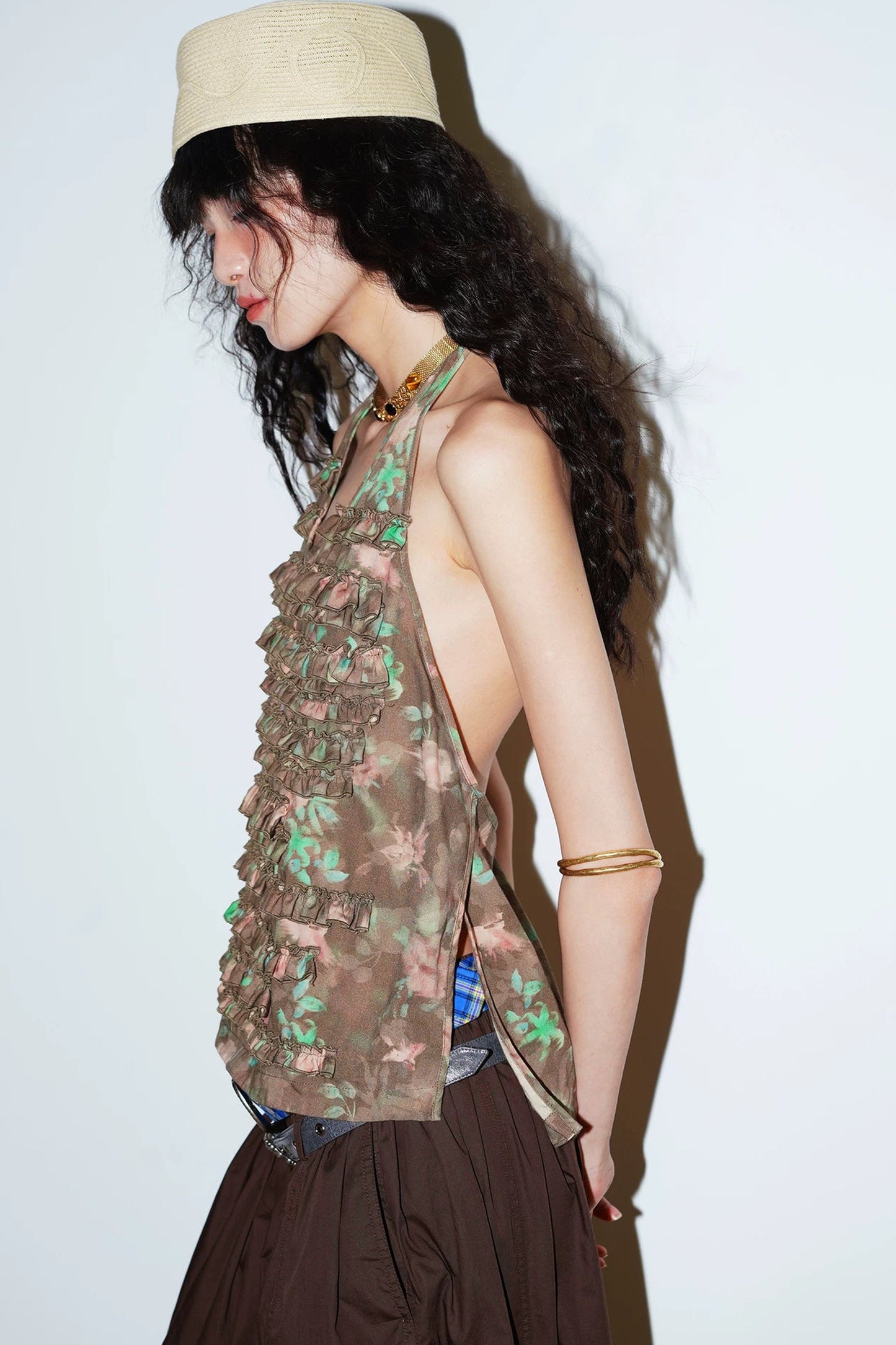 Layered Ruffle Halter Top