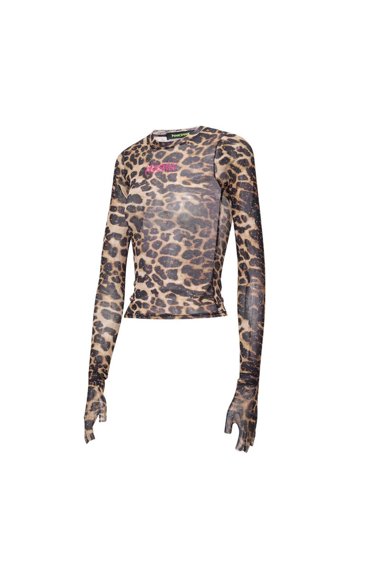 Leopard Rhinestone Embroidered Top