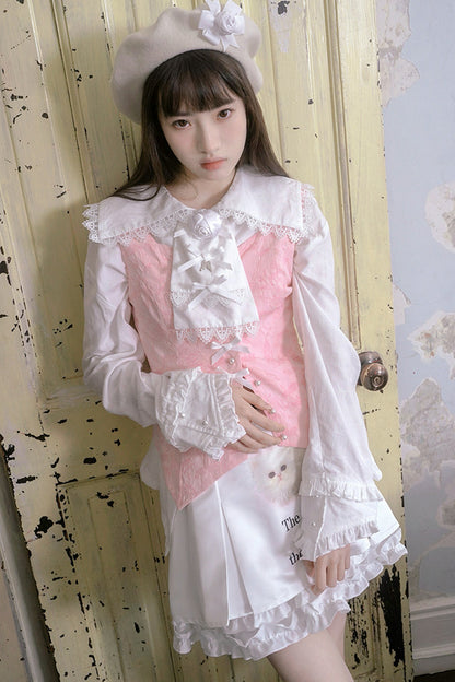 Butterfly Buckle Jacquard Cotton Vest