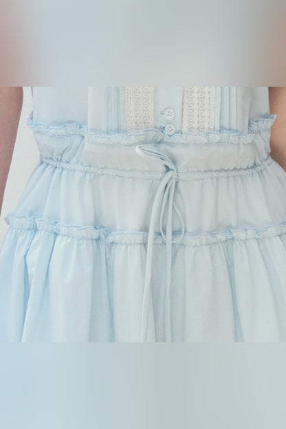 Sea Salt Blue Lyocell Layered Shirt Dress